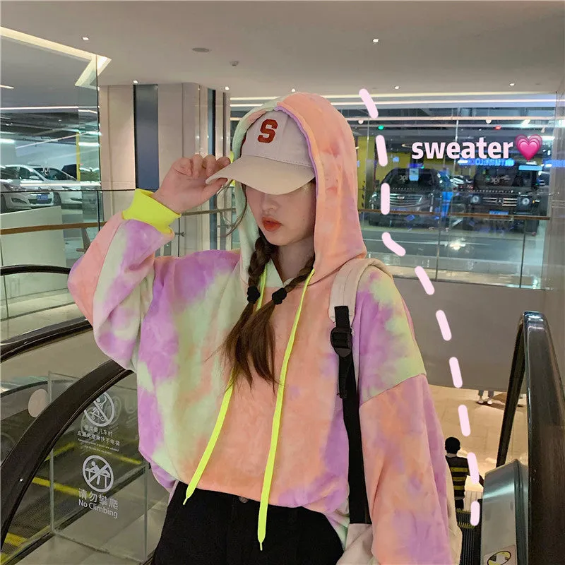 Loose mixed color hooded sweatshirt YC21937