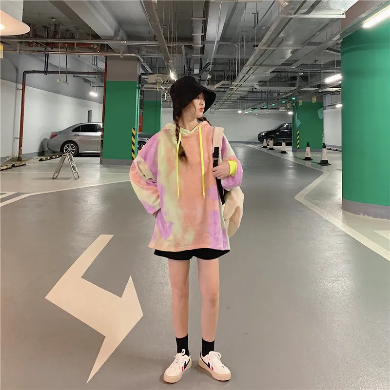 Loose mixed color hooded sweatshirt YC21937