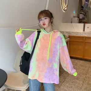 Loose mixed color hooded sweatshirt YC21937