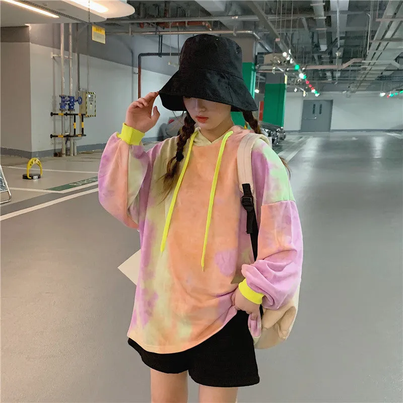 Loose mixed color hooded sweatshirt YC21937