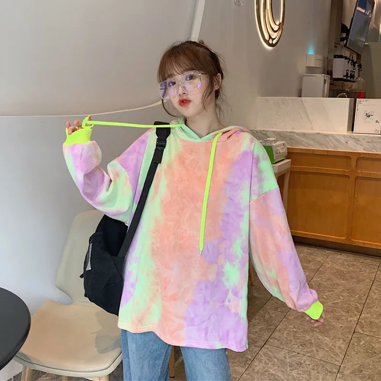 Loose mixed color hooded sweatshirt YC21937
