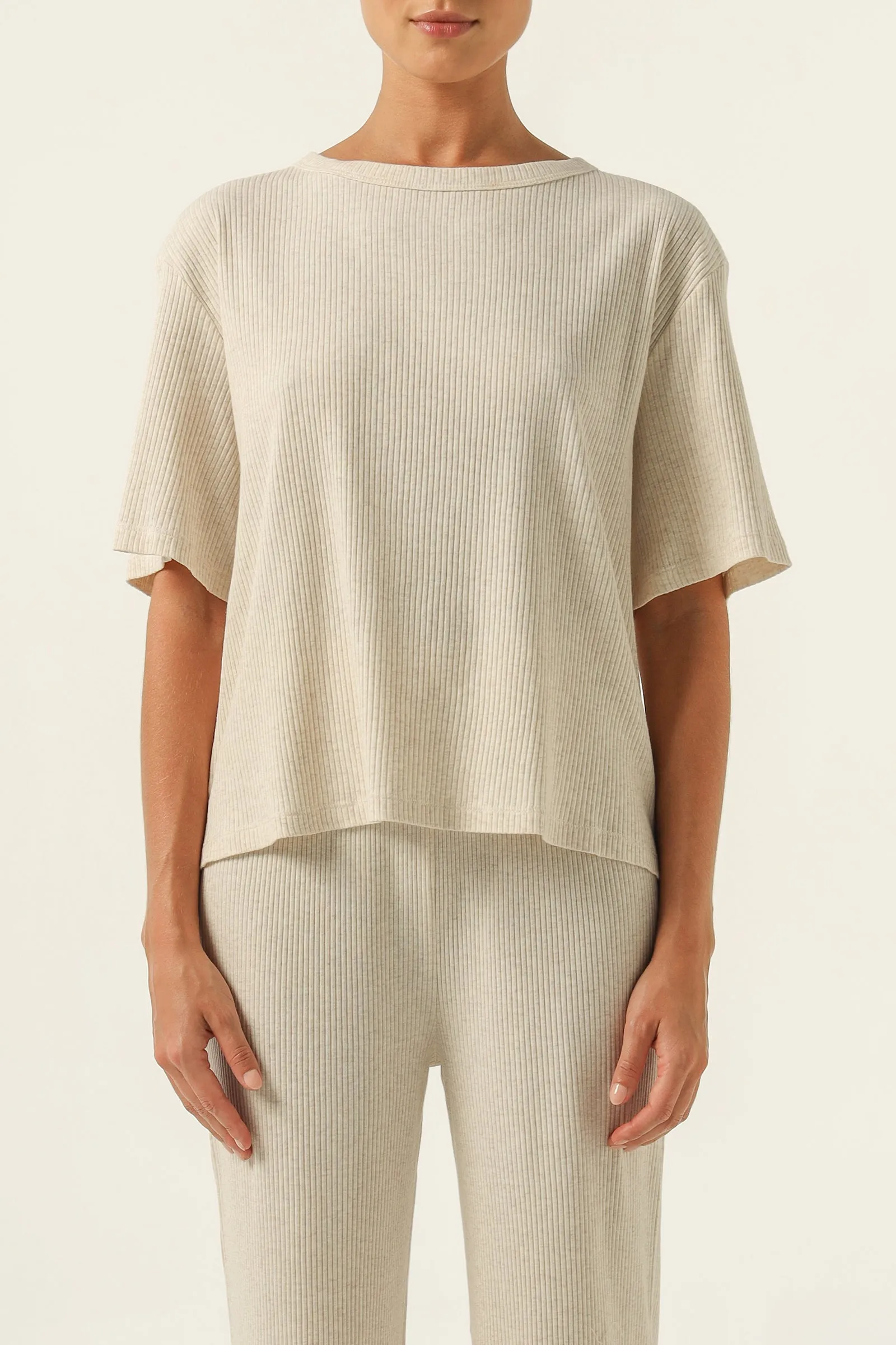 Lounge Rib Tee Creme Marle