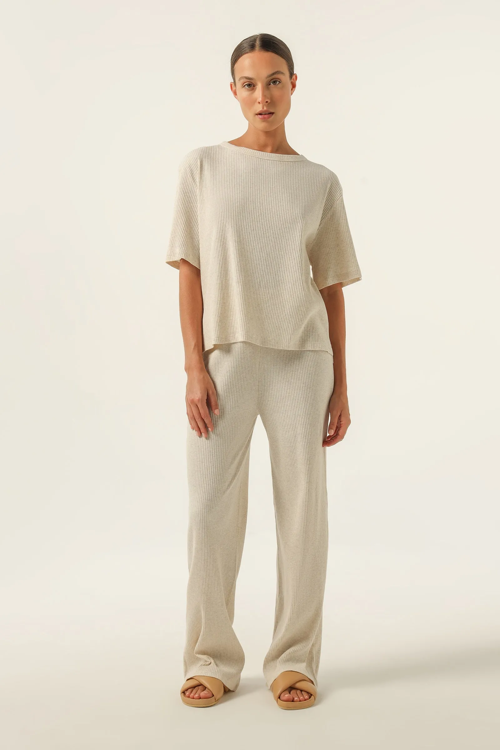Lounge Rib Tee Creme Marle