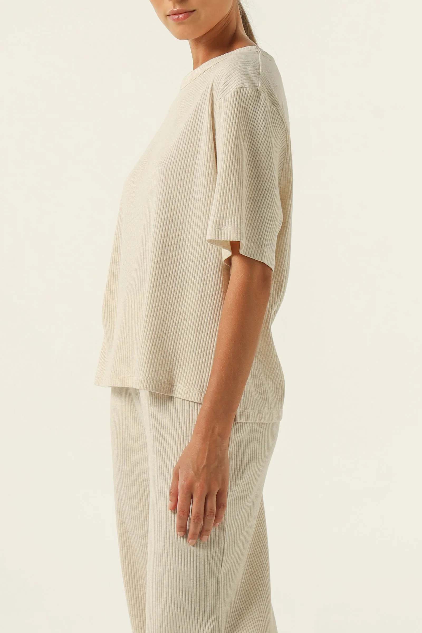 Lounge Rib Tee Creme Marle
