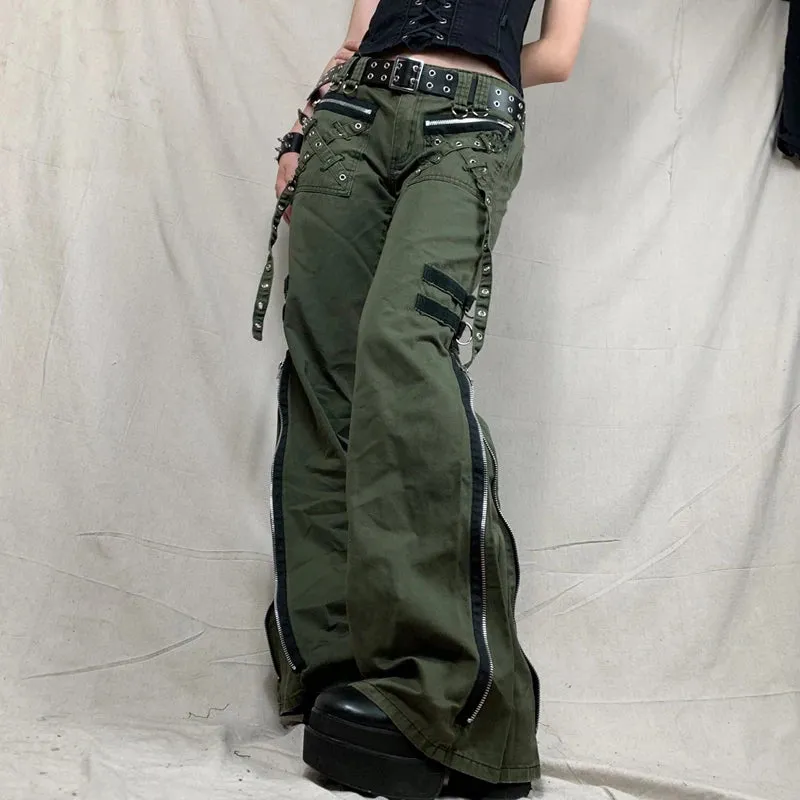 Low-Waist Y2K Baggy Cargo Jeans – Vintage Bleached Blue