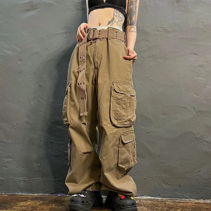 Low-Waist Y2K Baggy Cargo Jeans – Vintage Bleached Blue