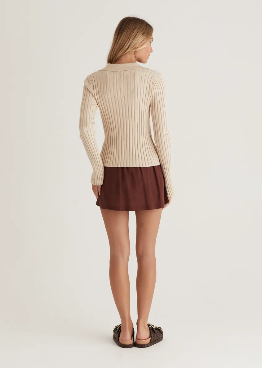 Lucie Knit Top - Beige