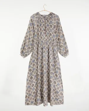 Mahira Dress Tile Print Indigo