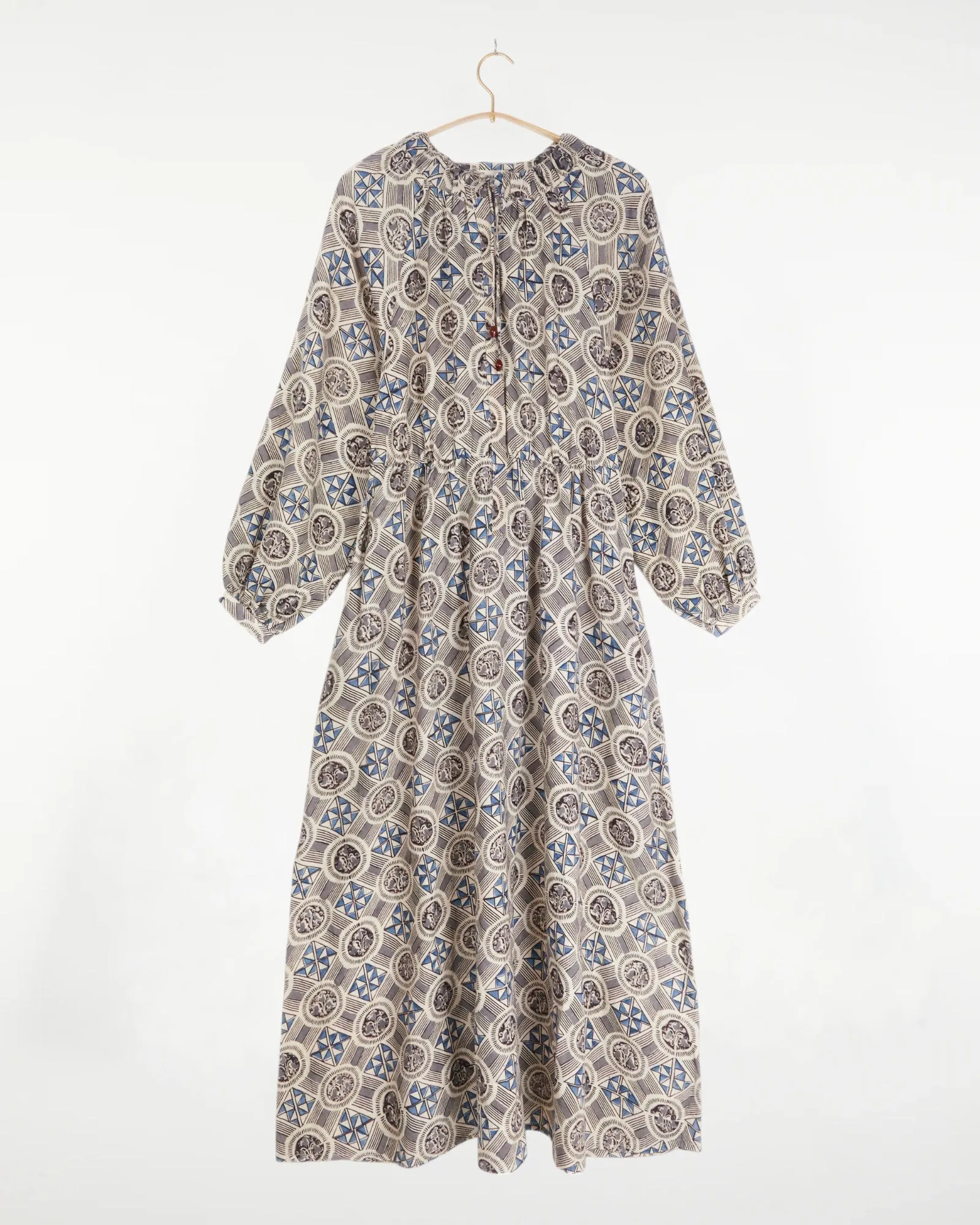 Mahira Dress Tile Print Indigo