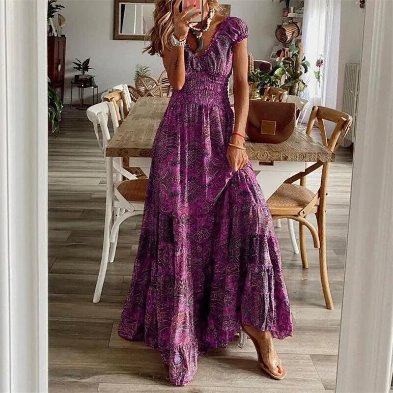 Marlena - Vibrant Patterned Bohemian Woman's Dress
