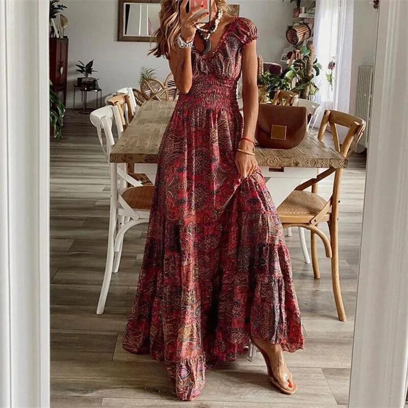 Marlena - Vibrant Patterned Bohemian Woman's Dress
