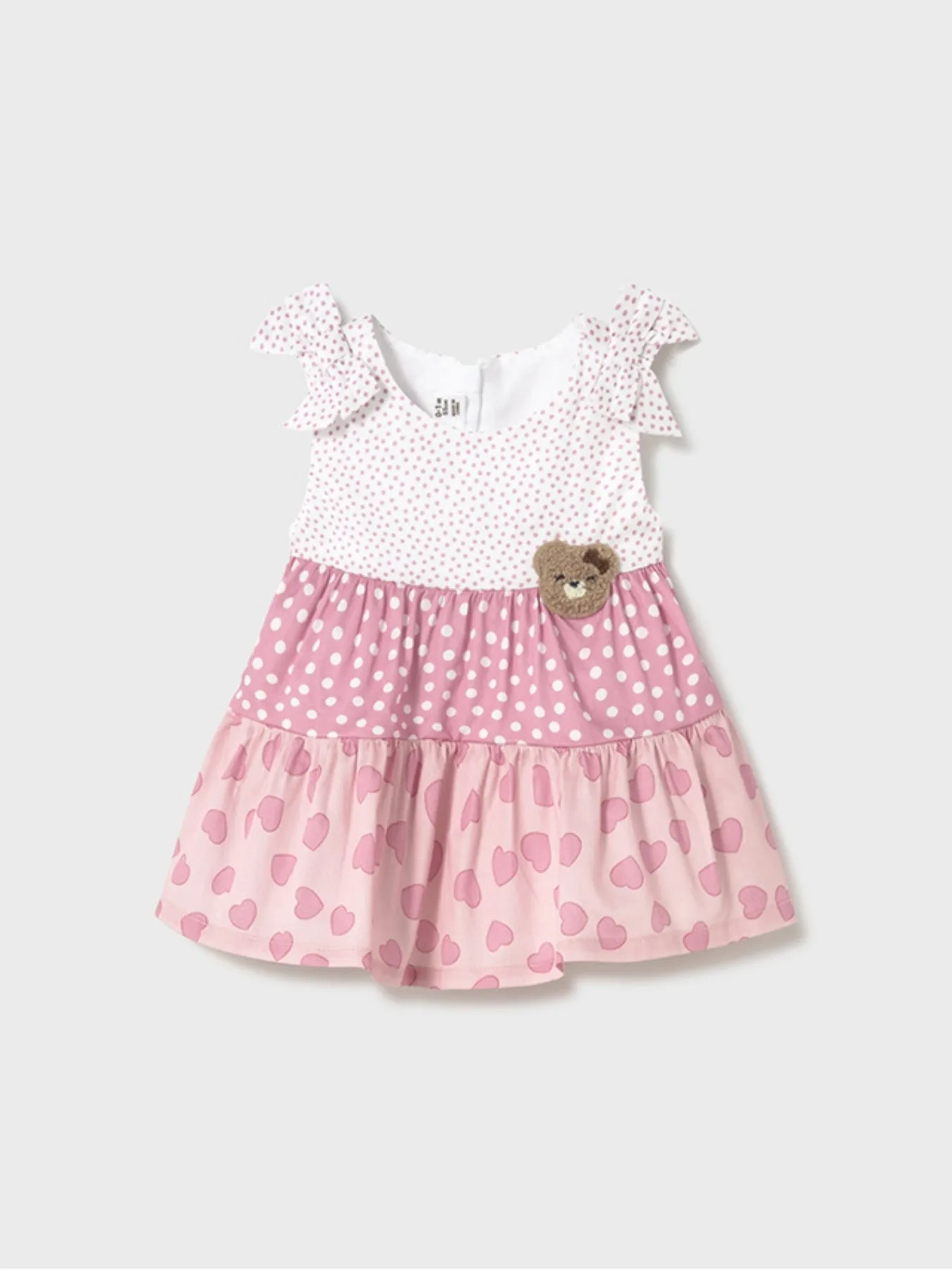 Mayoral Baby Girl Tiered Patterned Teddy Dress - Pink
