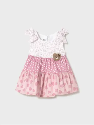 Mayoral Baby Girl Tiered Patterned Teddy Dress - Pink