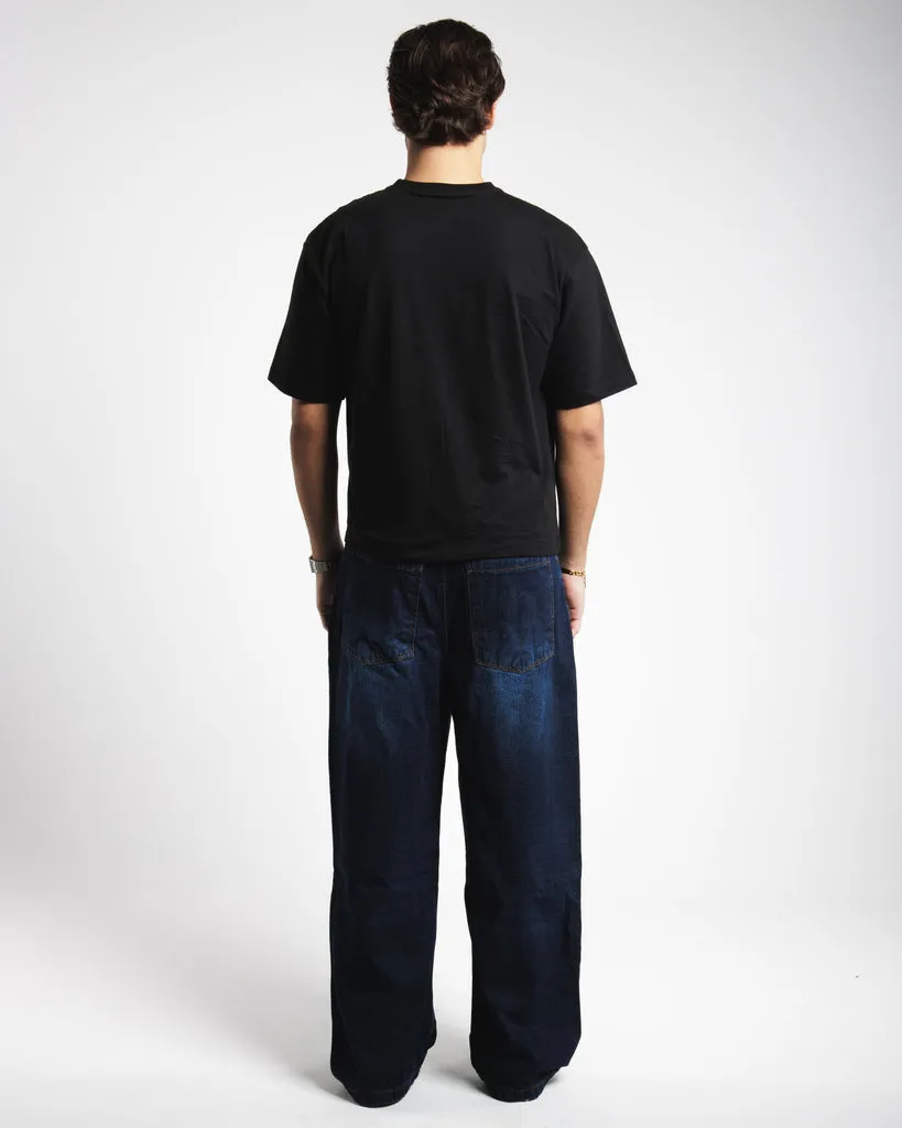 Men Baggy Jeans - Vintage Dark Blue