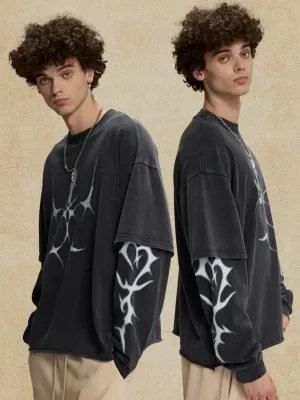 Men's Round Neck Long Sleeve Oversized T-Shirt