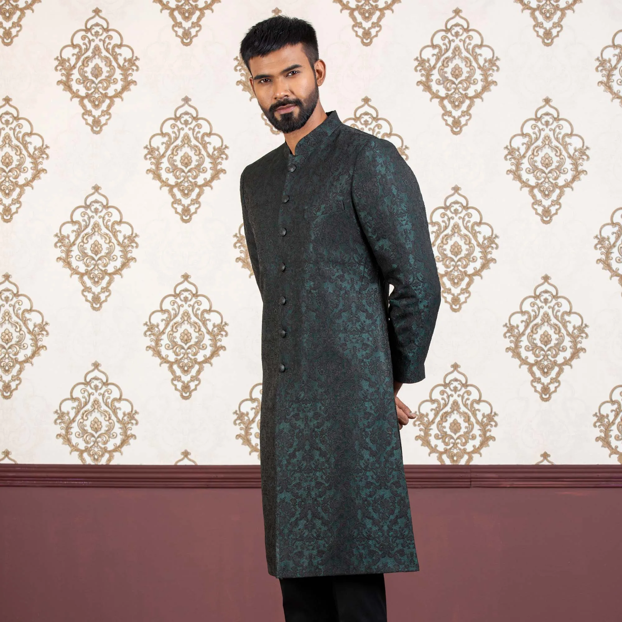 Mens Sherwani-Deep Green