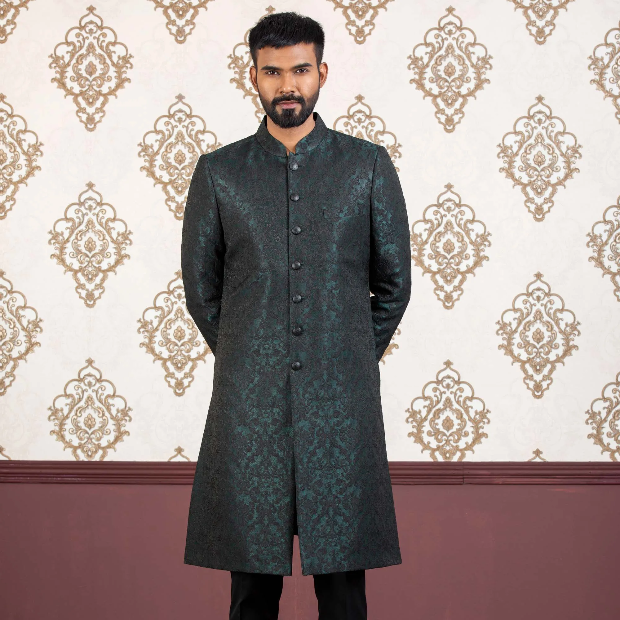 Mens Sherwani-Deep Green
