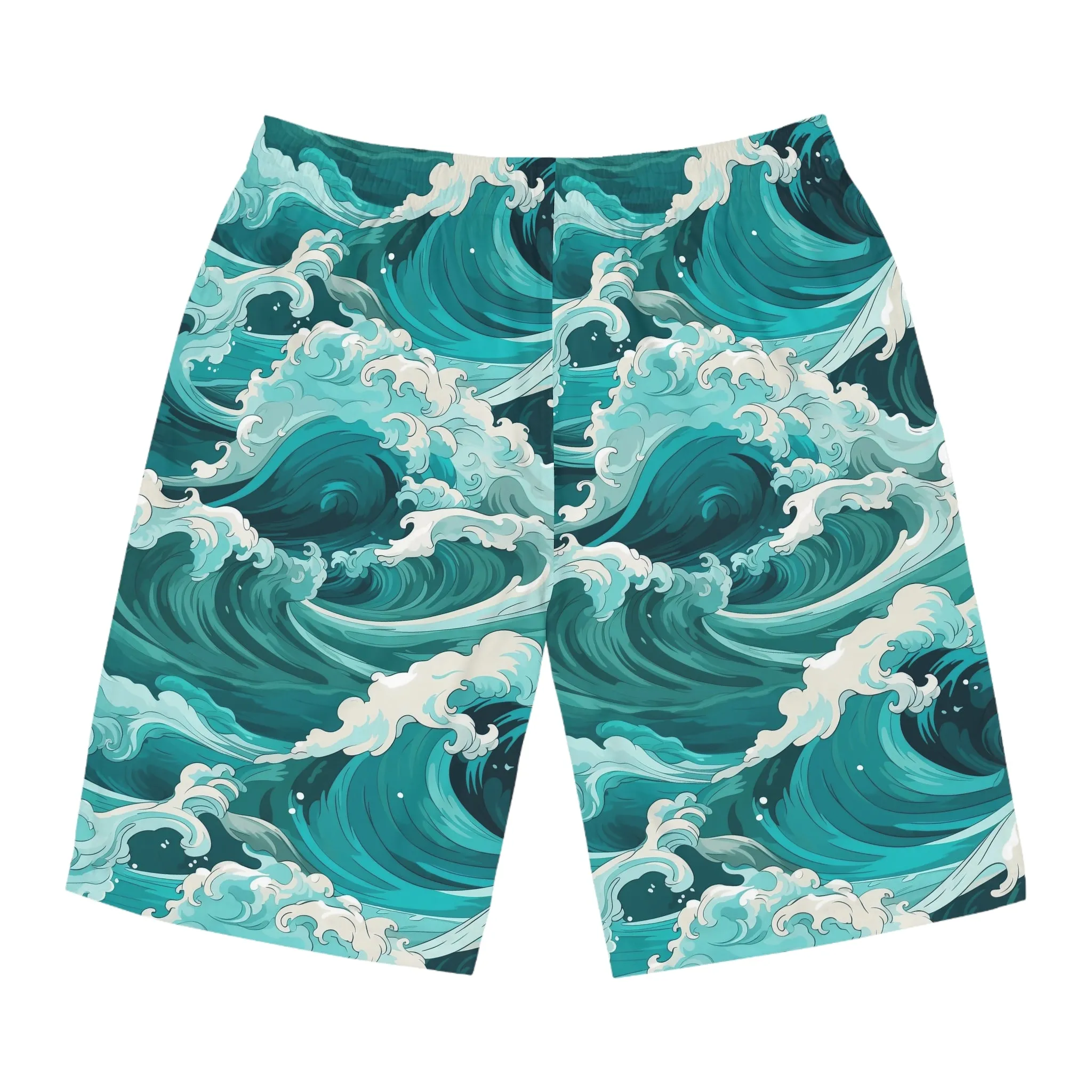 Men's Wave Print Board Shorts - Perfect for Summer Beach Days