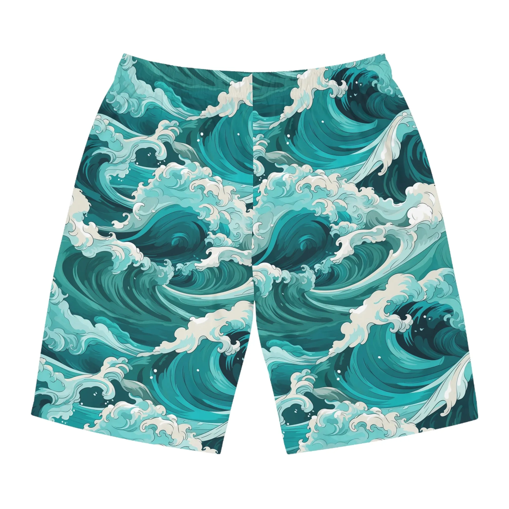 Men's Wave Print Board Shorts - Perfect for Summer Beach Days