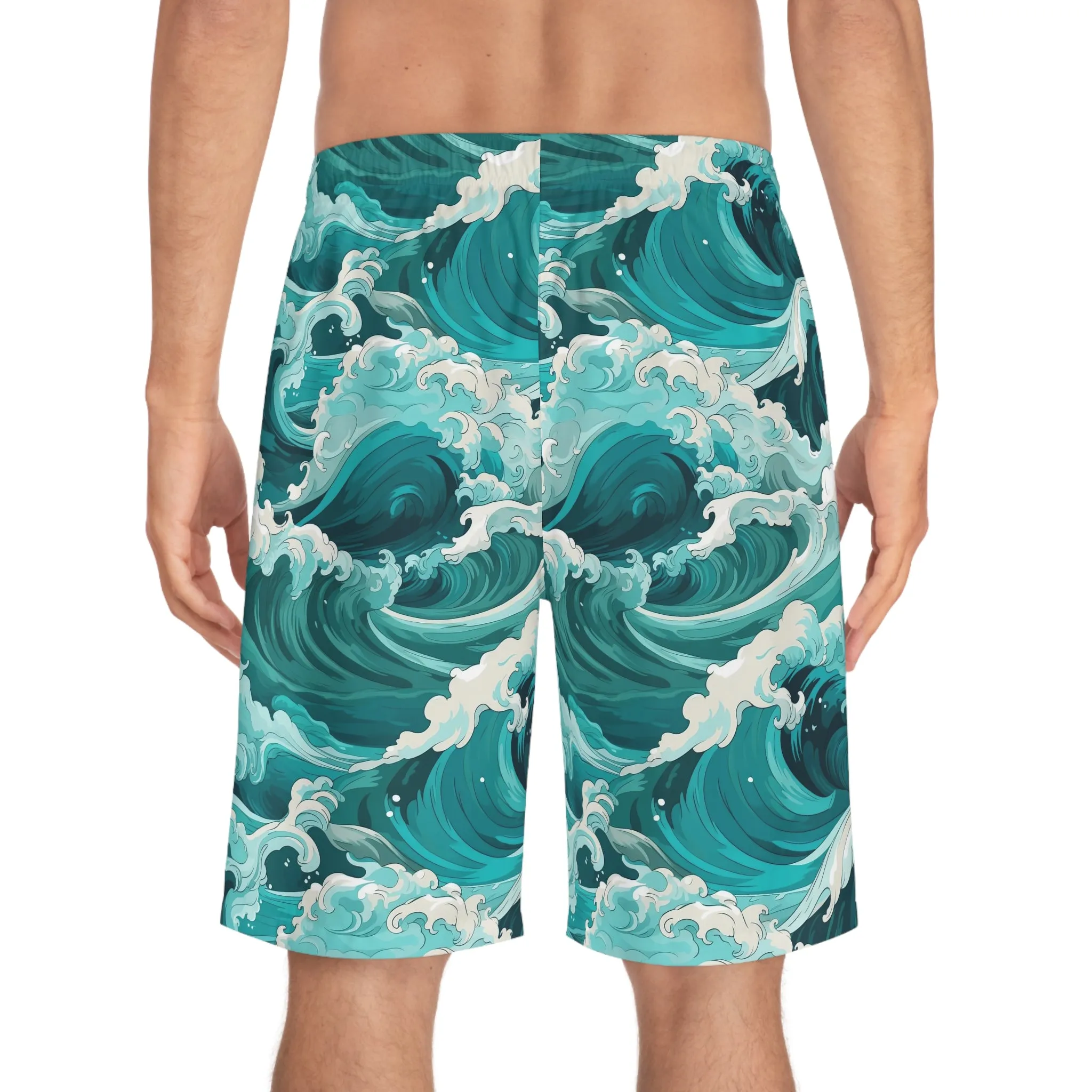 Men's Wave Print Board Shorts - Perfect for Summer Beach Days