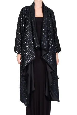Mirror Embroidered Waterfall Collar Coat