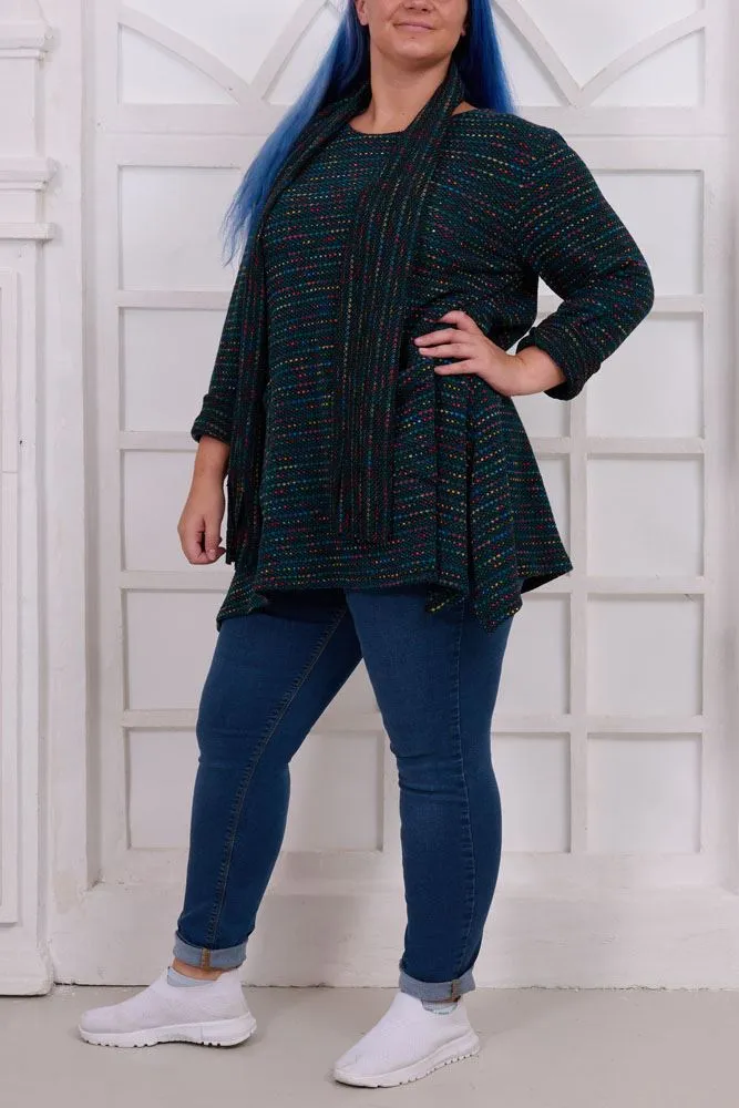 Multi-Colour Stripe Scarf Tunic Top