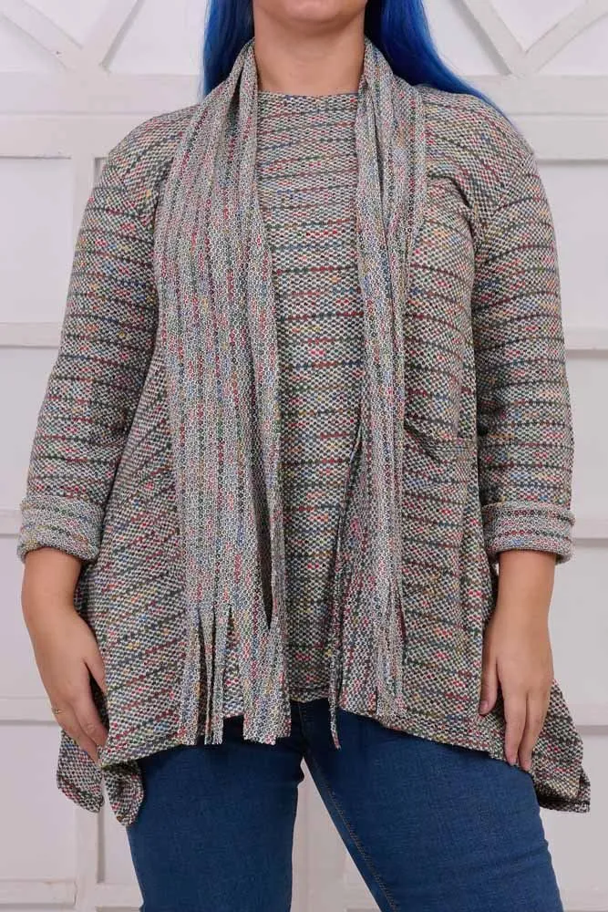 Multi-Colour Stripe Scarf Tunic Top