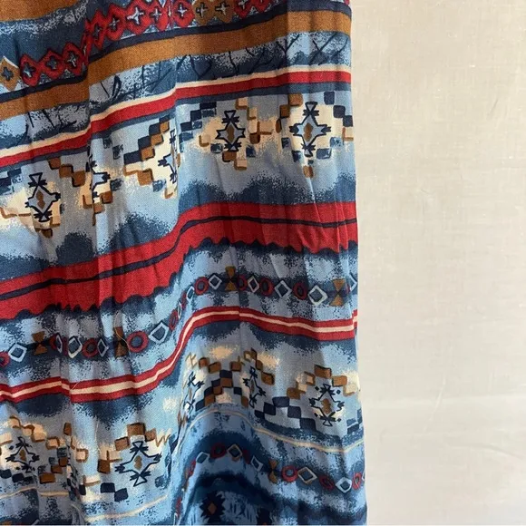 Navajo/western Jean patterned maxi skirt with buttons - size XL