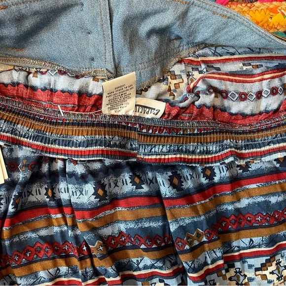 Navajo/western Jean patterned maxi skirt with buttons - size XL