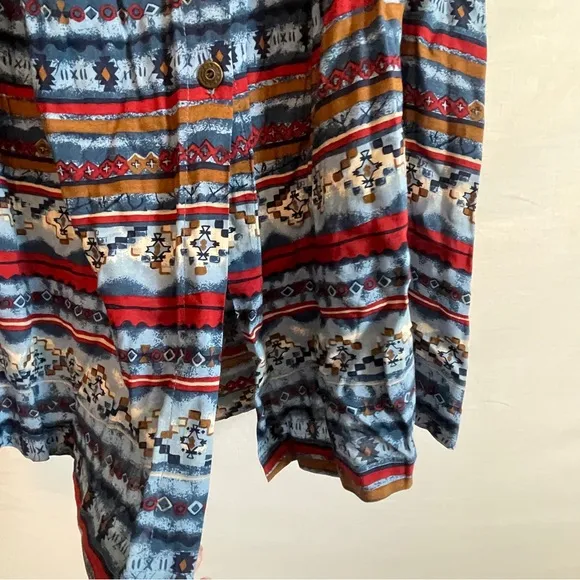 Navajo/western Jean patterned maxi skirt with buttons - size XL