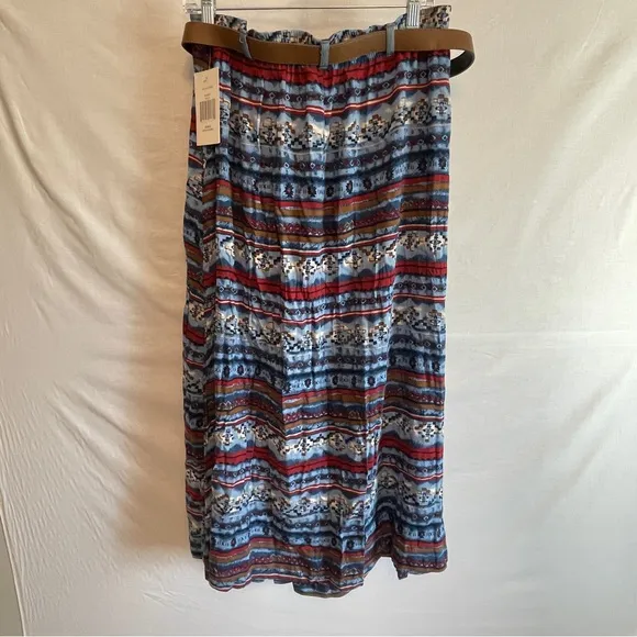 Navajo/western Jean patterned maxi skirt with buttons - size XL