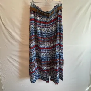 Navajo/western Jean patterned maxi skirt with buttons - size XL