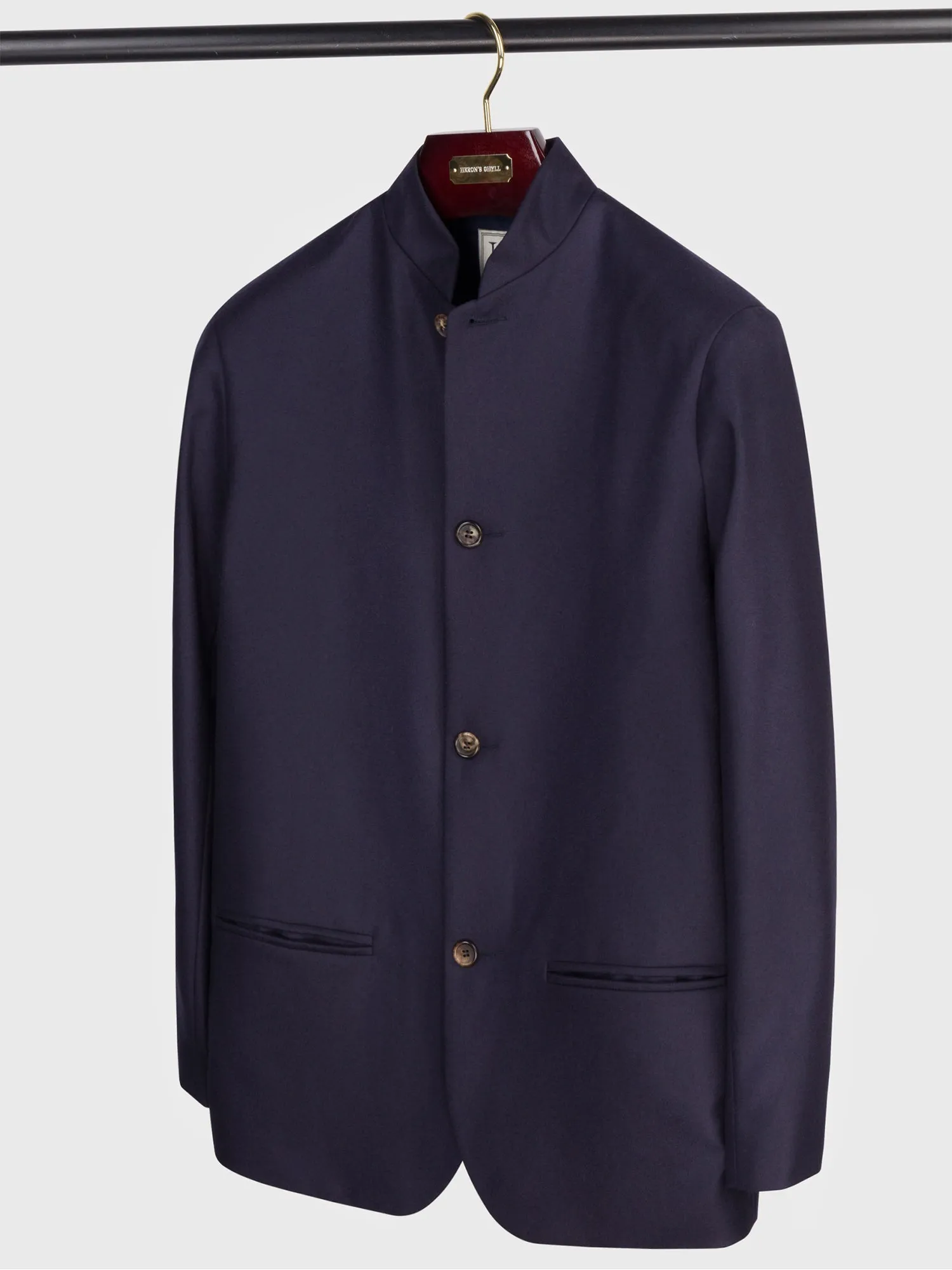 Navy Wool Nehru Suit Jacket
