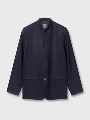 Navy Wool Nehru Suit Jacket