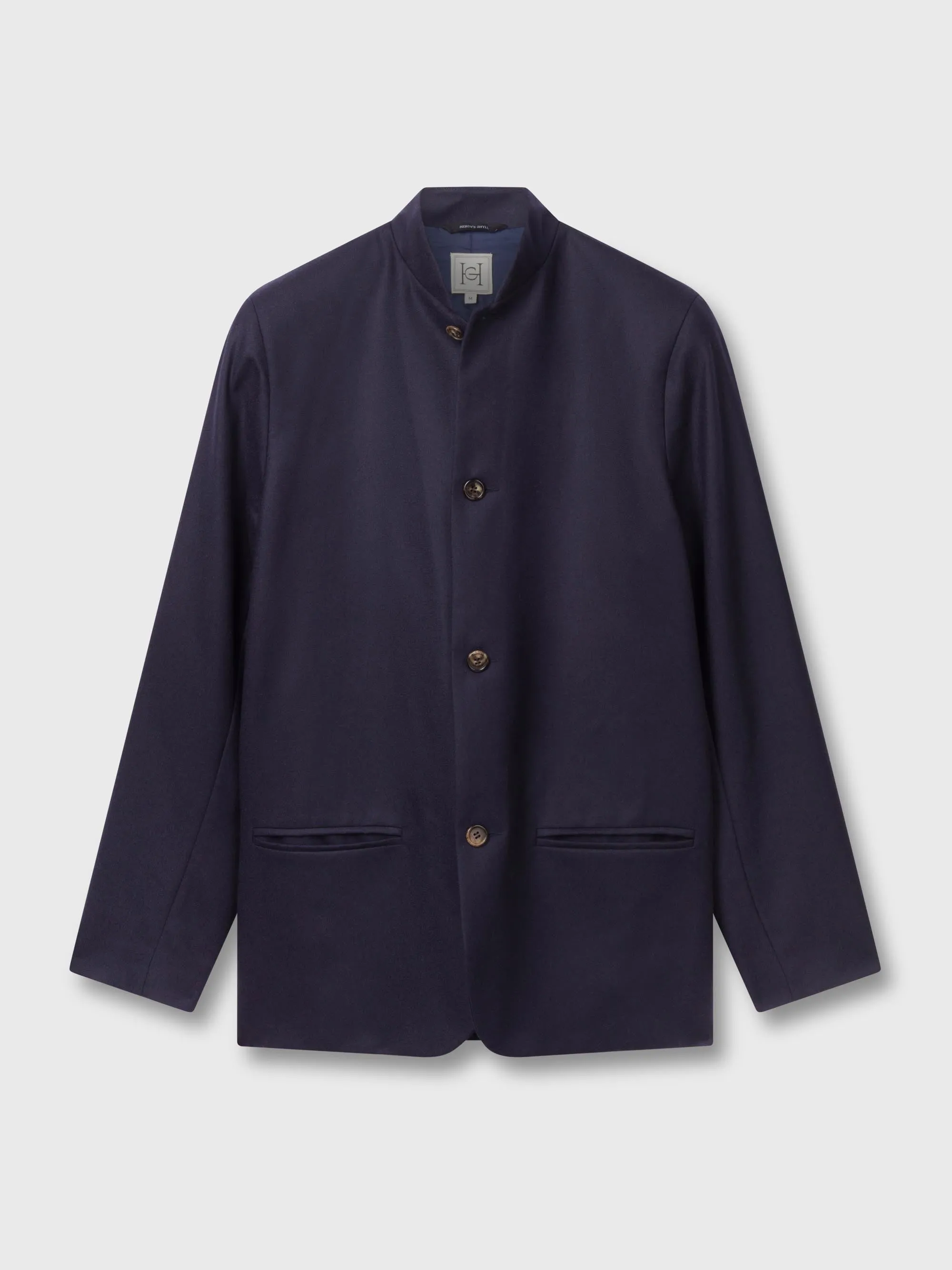 Navy Wool Nehru Suit Jacket