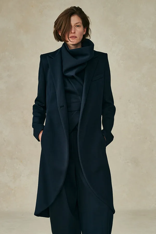 Neoprene Notch Collar Long Jacket