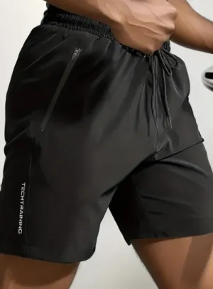 NEW Mens Performance Active Shorts - Quick-Dry & Stretch Fabric, Secure Zip Pockets, Adjustable Drawstring - Ideal for Gym & Summer Training, Sz L