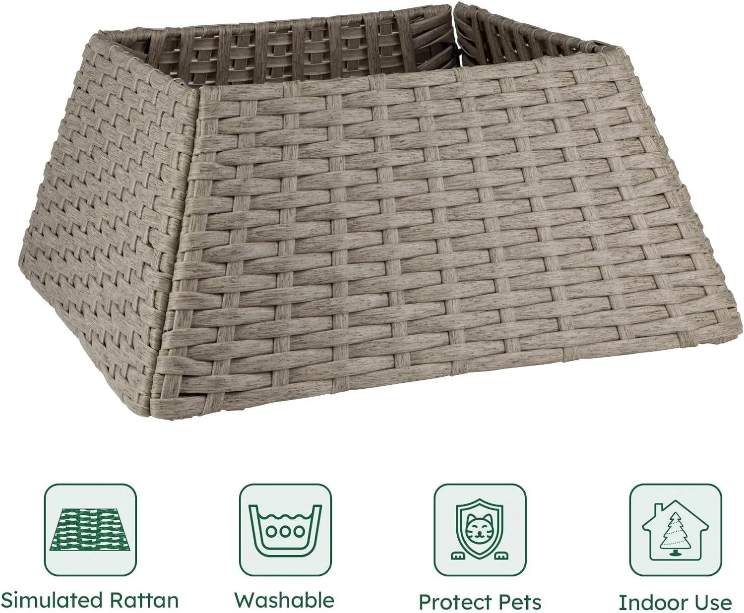NEW Rattan Christmas Tree Collar, 28.4" D Wicker Christmas Tree Base Cover, Handcrafted Christmas Tree Ring, Woven Xmas Tree Skirt for Christmas Tree Decoration (Grey) - Retails $67 
