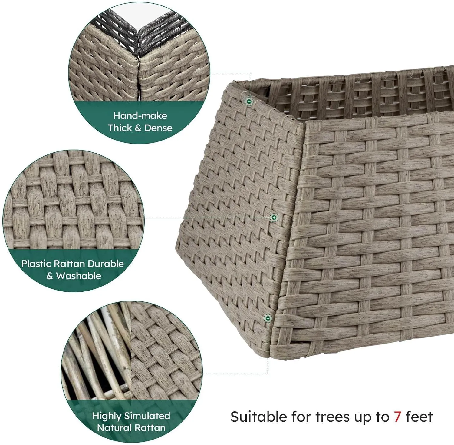 NEW Rattan Christmas Tree Collar, 28.4" D Wicker Christmas Tree Base Cover, Handcrafted Christmas Tree Ring, Woven Xmas Tree Skirt for Christmas Tree Decoration (Grey) - Retails $67 