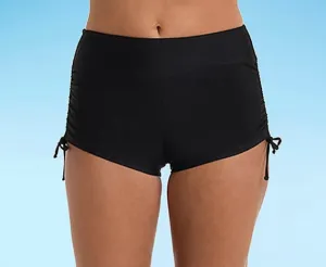 NEW Womens Swim Shorts with side tie drawstring, Black, Sz XXL