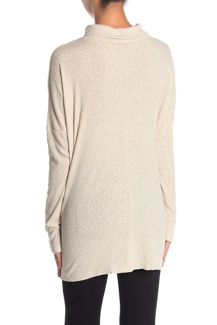 Nordstrom Item! Women's Abound Long Sleeve Ribbed Knit Tunic, Sz M! Colour is Beige Oatmeal Heather!  Lightweight, Comfy, Generous Fit! Retails $50 