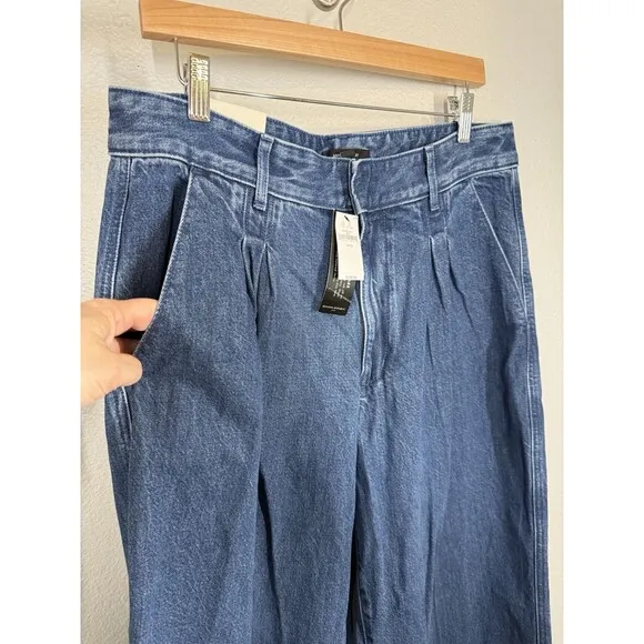 NWT Banana Republic High Rise Ultra Wide Leg Pleated Baggy Jeans Women's 12/31