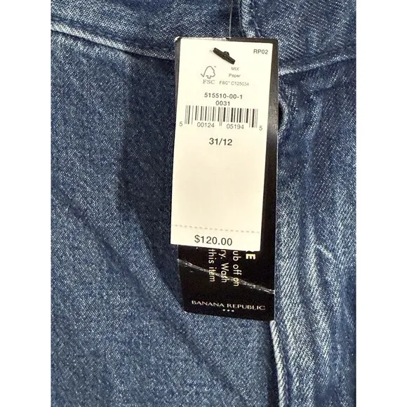 NWT Banana Republic High Rise Ultra Wide Leg Pleated Baggy Jeans Women's 12/31
