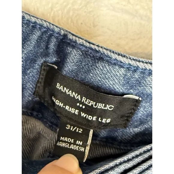 NWT Banana Republic High Rise Ultra Wide Leg Pleated Baggy Jeans Women's 12/31