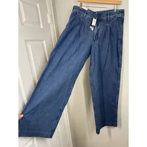 NWT Banana Republic High Rise Ultra Wide Leg Pleated Baggy Jeans Women's 12/31