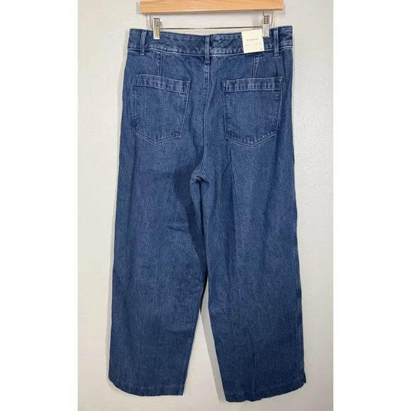 NWT Banana Republic High Rise Ultra Wide Leg Pleated Baggy Jeans Women's 12/31