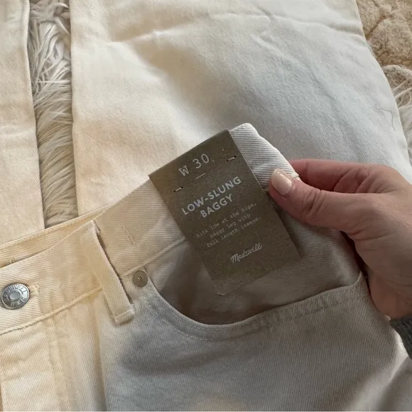 NWT Madewell Low-Slung Baggy Jeans in Ivory