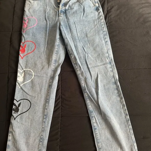 NWT Playboy Baggy Bunny Heart Jeans