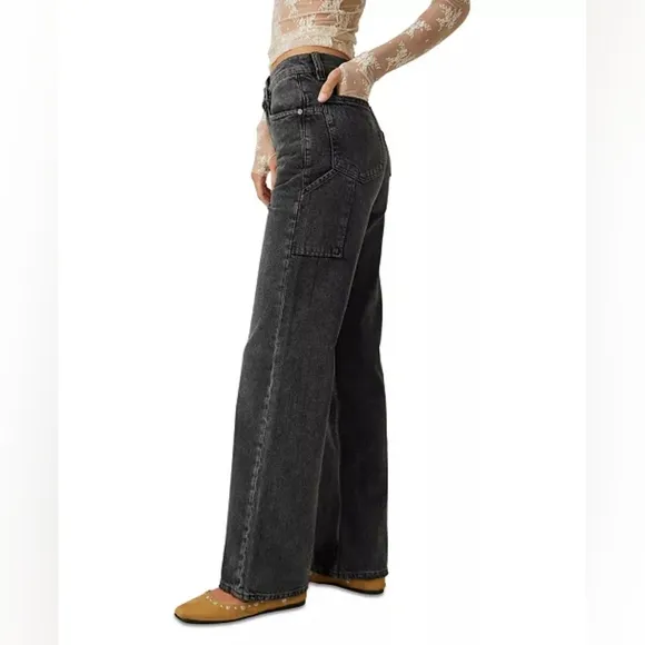 NWT | We The Free | Size 26 | Black Tinsley Baggy High Rise Straight Leg Jeans