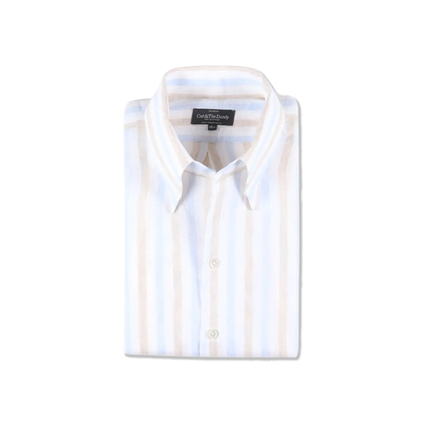 Once Piece Collar Shirt in Cream & Sky Stripe